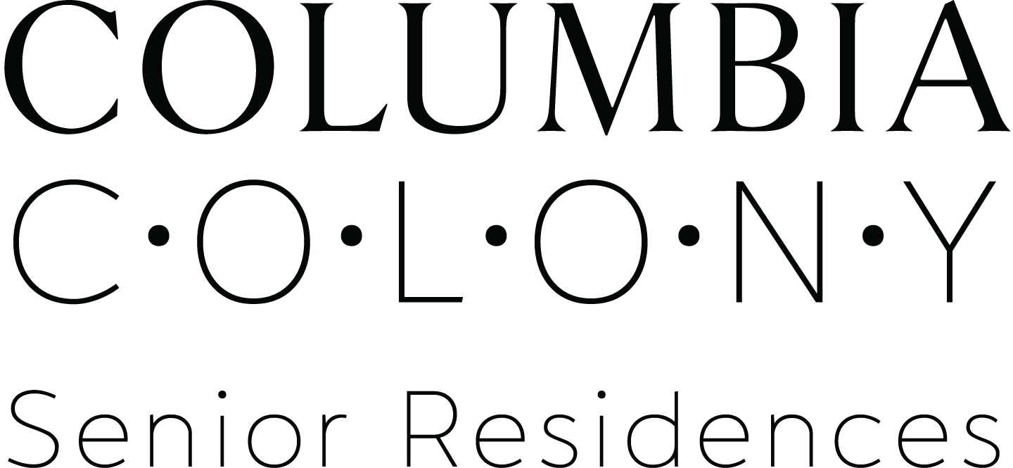 Columbia Senior Residences logo on a green background.